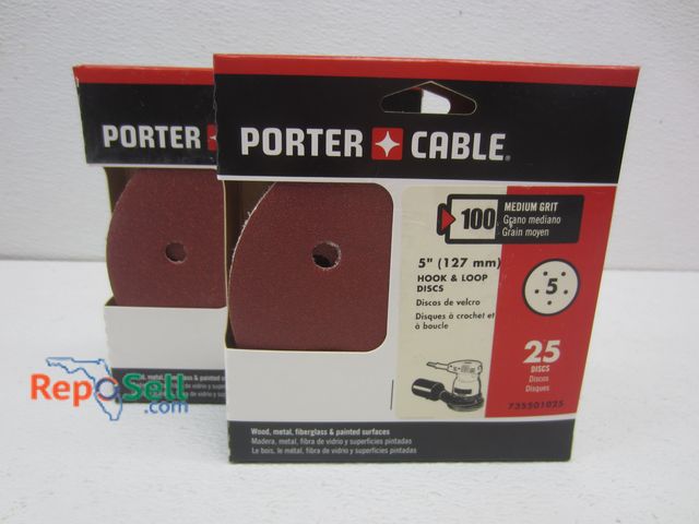 Lot 31-8292 - (50) Porter Cable 5" 100 Medium Grit Hook &amp; Loop Discs