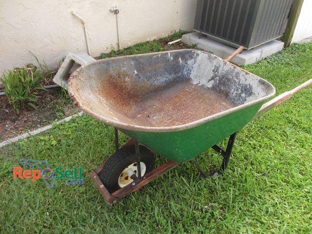 Lot 31-8377 - Tru Temper Steel Wheelbarrow With Single Pneumatic Tire And Wooden Handles