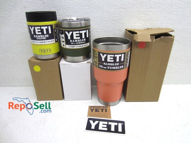 Lot 31-1079 - (3) New Yeti Cups: 30 oz, 10 oz, koozie
