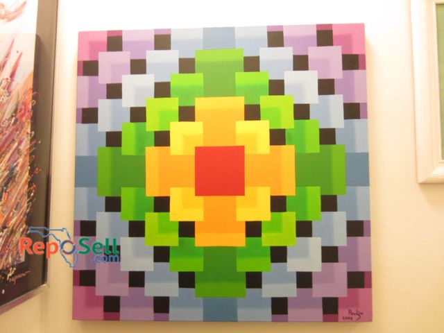 Lot 31-1442 - Stretched Original Acrylic Painting "Square Dance" By Jean Poulin 2005 - 36"x36"