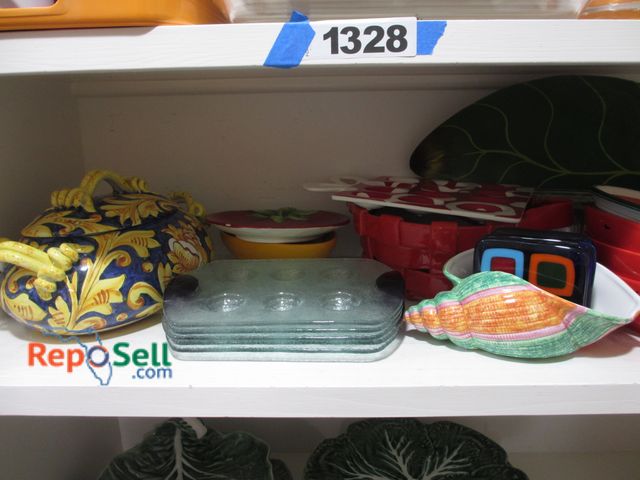 Lot 31-1329 - Kitchenware: Deviled Egg Serving Dishes, Coasters, Serving Bowl w/Lid, etc.