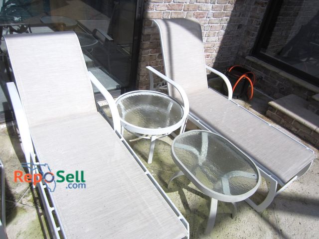Lot 31-1406 - (2) Adjustable Chaise Outdoor Lounge Chairs, (2) Side Tables