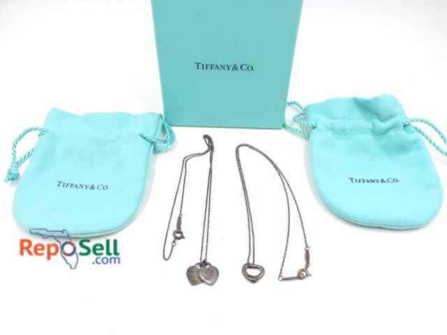 Lot 31-9011 - (2) .925 Silver 16" Tiffany Necklaces 4.95g total with (2) Bags &amp; Box