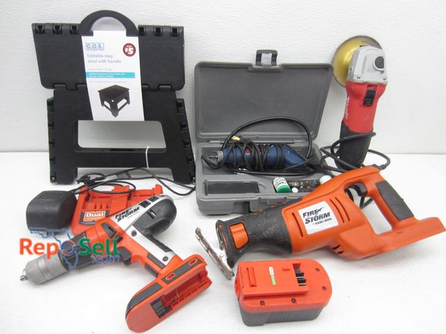 Lot 31-6302 - Black &amp; Decker &amp; Ryobi Power Tools w/ 1 Battery &amp; Charger (All Powered On)