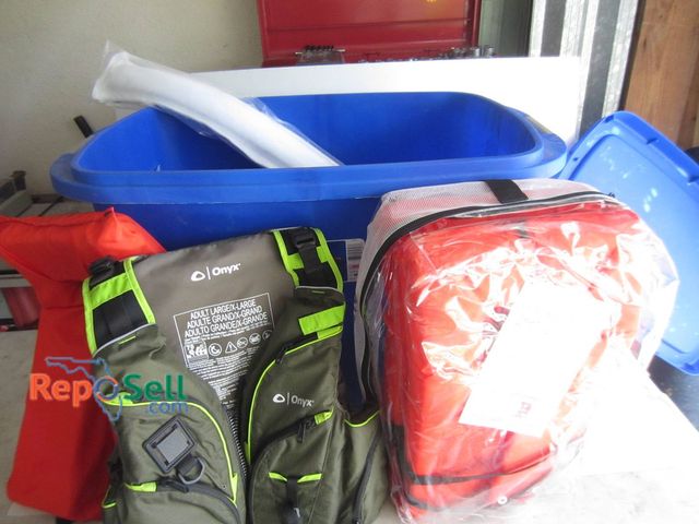 Lot 31-8636 - Onyx Adult Life Jackets, Dock Bumpers, 45 gal Tote Box