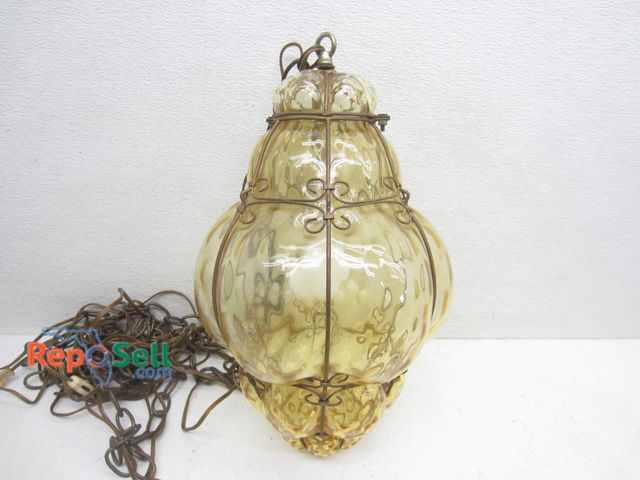 Lot 31-6060 - Blown Glass Light Fixture 17" H - Power On, Bring Tote