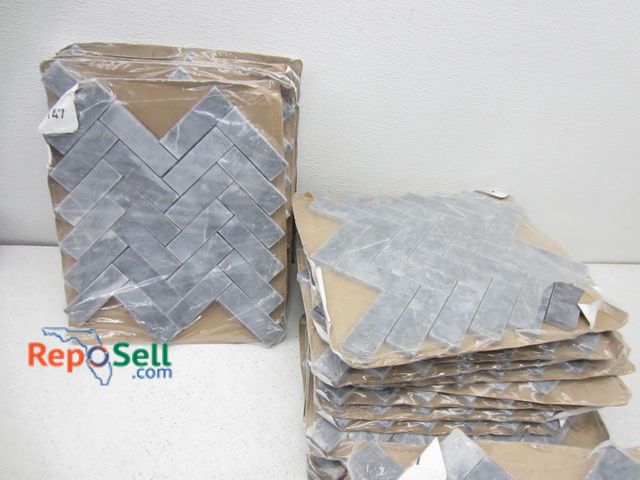 Lot 31-9295 - (30) Pieces Satori herringbone marble mosaic tiles