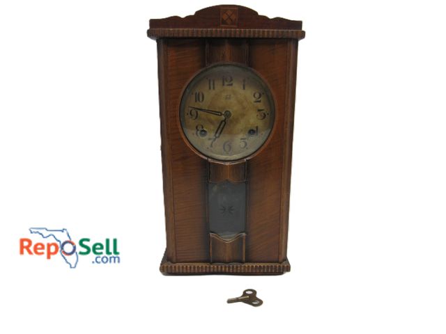 Lot 31-5132 - Vintage Trademark Table/Wall Wood Clock w/Key - Overhaul 2002