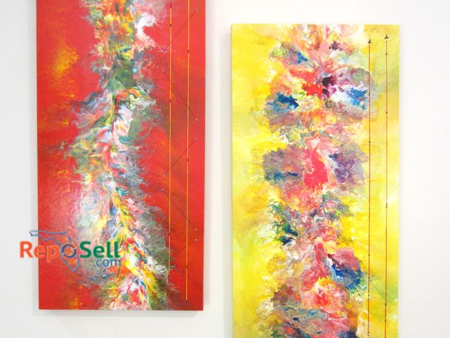Lot 31-1268 - (2) Abstract Acrylic on Canvas by Rick Ott, 20x40" (#8)