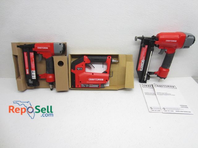 Lot 31-6476 - (3) Craftsman Pneumatic Tools, Appear Unused: (2) Nail Guns And Stapler