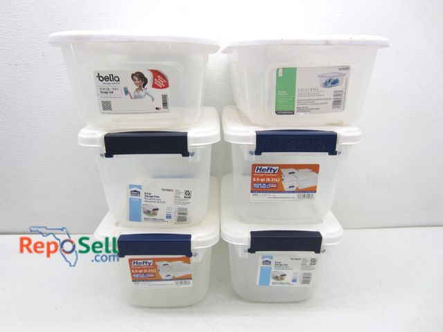 Lot 31-3056 - (6) Small Storage Totes: (4) 6.5 G And (2) 6.25 G