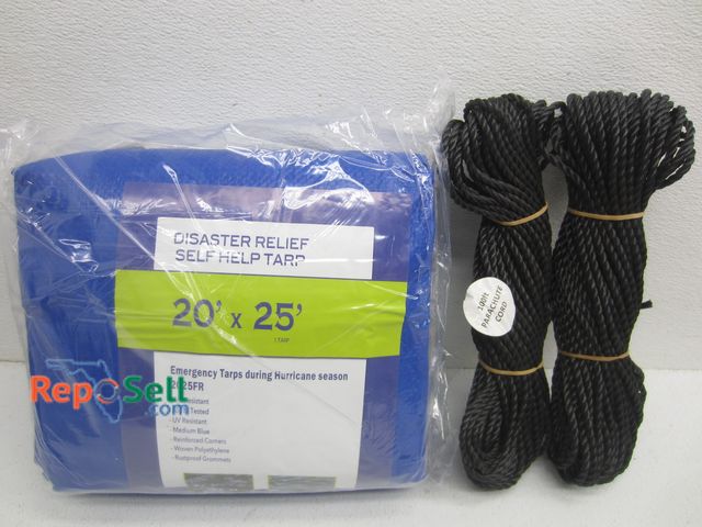 Lot 31-9160 - New 20'x25" Tarp And (2) 100" Parachute Cords