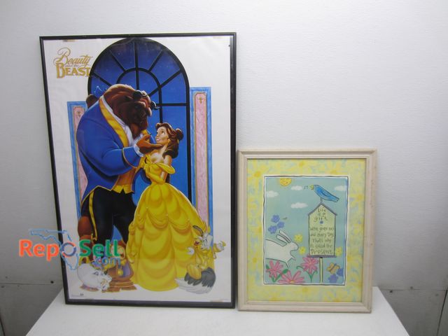 Lot 31-5570 - (2) Framed Art: 1- Beauty &amp; The Beast 24x36", 1 - Life is a Gift 18x22"