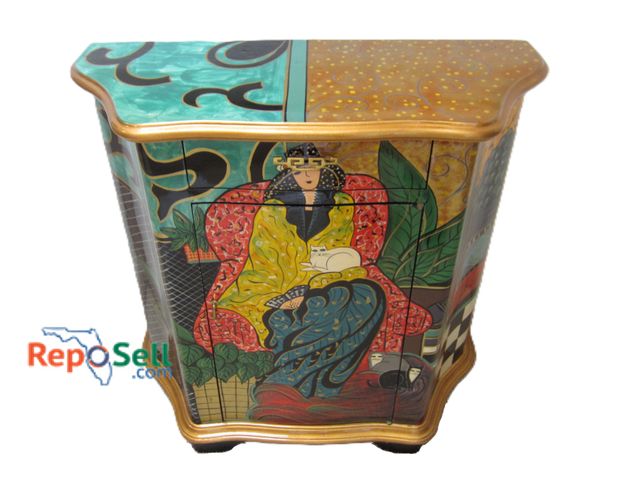 Lot 31-1201 - Hand Paint Enamel Accent/Side Table 34x14x34H