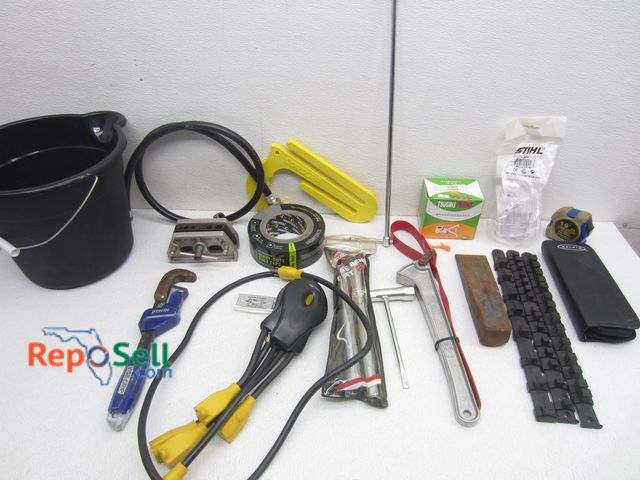 Lot 31-1294 - Bucket of Tools: Klein Grip-It, 5-Plug Cord, HD Duct Tape, etc.
