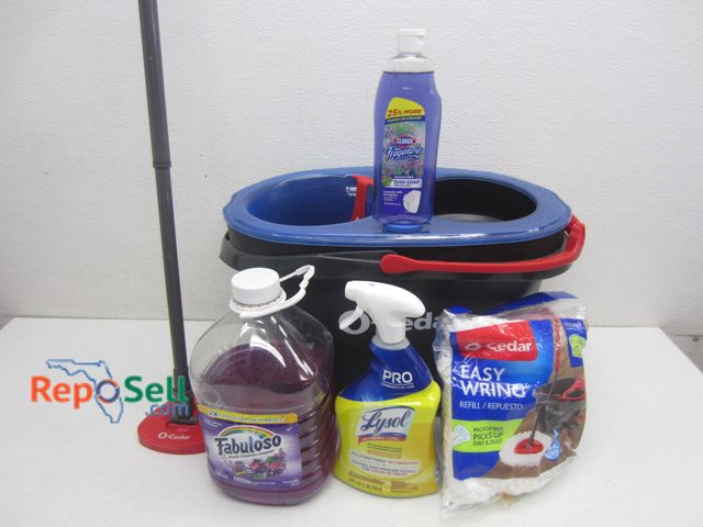 Lot 31-1152 - Cleaning Supplies: Mop, Mop Bucket, Cleaners, etc.