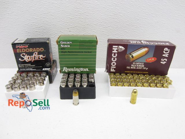 Lot 31-8509 - (115) rds 45 Auto: (25) rds Remington Golden Saber, (50) rds Fiocche And (40) rds PMC Eldorado Starf...