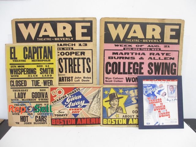 Lot 31-1183 - (6) Vintage Theater Posters; Yankee Doodle Dandy starring James Cagney; Etc.; Largest is 22" x 28"