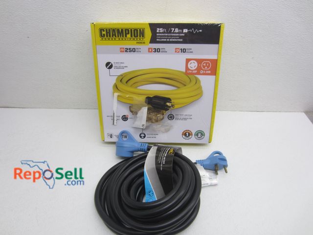 Lot 31-2315 - New Champion 25' 10GA 30AMP 250V Generator Cord &amp; New Road/Home 25' 30AMP 10GA RV Hookup Cord