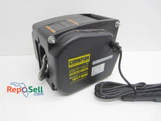 Lot 31-2124 - Champion 2000 lb Utility Winch - Untested, Missing Power Cord
