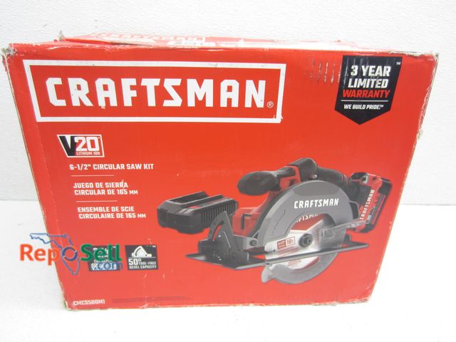 Lot 31-1120 - New Craftsman 20V 6 1/2" Circular Saw #CMCS500M1 With 4.0 AH Battery And Charger