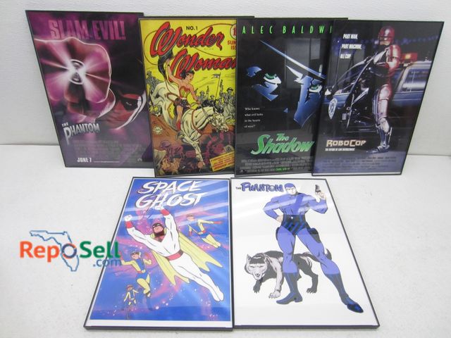 Lot 31-9497 - (6) Mini Framed Posters 11 x 17: Wonder Woman, Robo Cop, Phantom, etc.