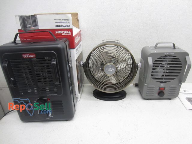 Lot 31-6119 - (2) Utility Heaters And Fan - All Power On, Both Heaters Warm Up, Bring Tote