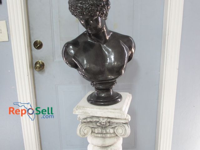 Lot 31-1285 - Ceramic David Bust and Concrete Spiral Pedastal