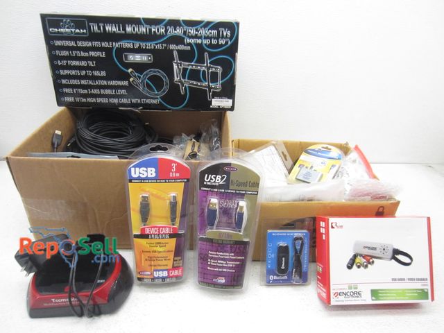 Lot 31-9443 - Lot Of Computer Hardware, Cables, Audio/Visual Cables, HDMI: Bluetooth, TV Mount etc - Some Appear N...