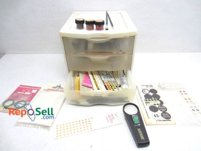 Lot 31-6353 - Storage Drawers With Model Building Supplies, Decals, Tools And Paint
