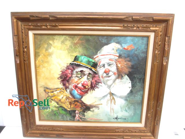 Lot 31-1098 - William Moninet Original Clown Painting; 23" x 39"