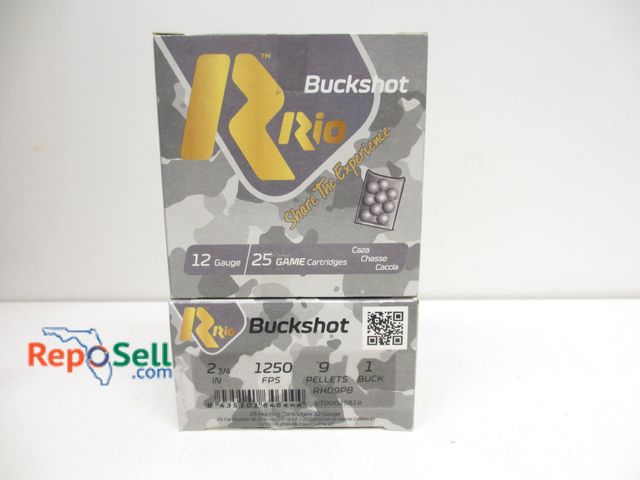 Lot 31-2450 - (50) Rnds Rio 12ga Cartridges - 2 3/4, 9P, 1 Buck