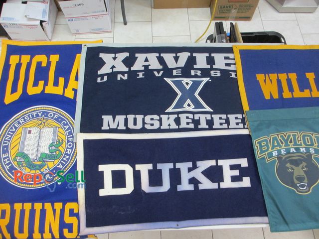 Lot 31-1349 - (5) College Banners: Duke, UCLA, Xavier, Williston etc