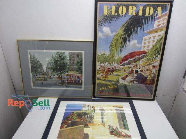 Lot 31-1056 - (3) Framed Prints: Florida, Richardson And Delacroix L'Autobus - Largest Is 37"x25"