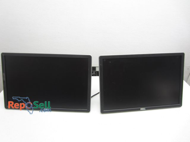 Lot 31-3241 - (2) Dell 19" Monitors on One Stand - (2) power cords - Both power on