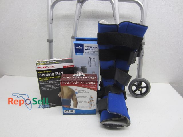 Lot 31-7321 - Assorted Health Items: Foldable/Adjustable Height Walker, Heating Pad - Powers On, etc.