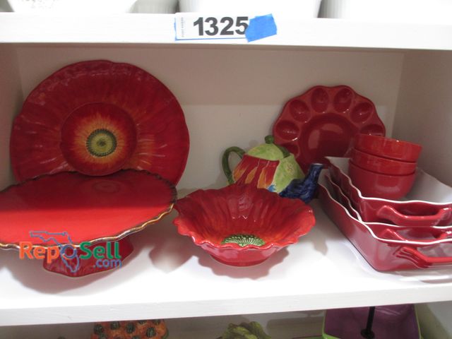 Lot 31-1326 - Kitchenware: (2) Serving Trays, Tea Pot, Deviled Egg Plate, etc.- Some Le Boulanger