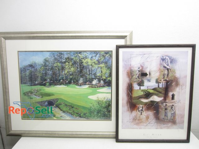 Lot 31-3264 - (2) Framed Golf Prints: Signed Willington 2000 39" x 27"  Thirteenth Hole at Augusta