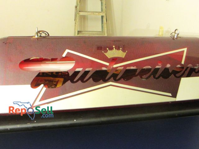 Lot 31-2104 - Budweiser Plastic Hanging Light Up Sign 55"L - Powers On