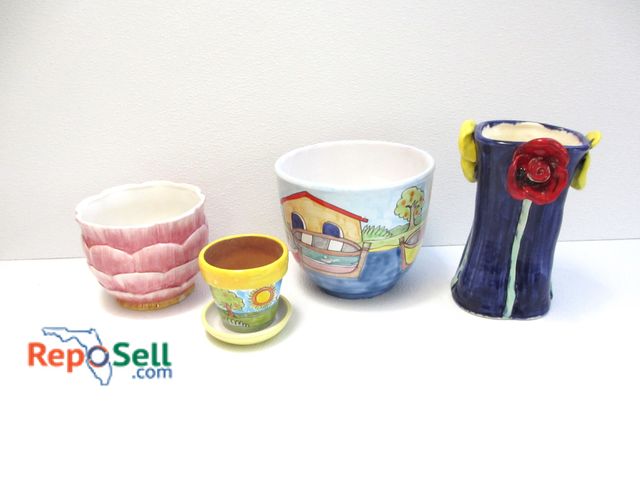Lot 31-1353 - (4) Flower Pots: 3- Made in Italy, 1- Signed
