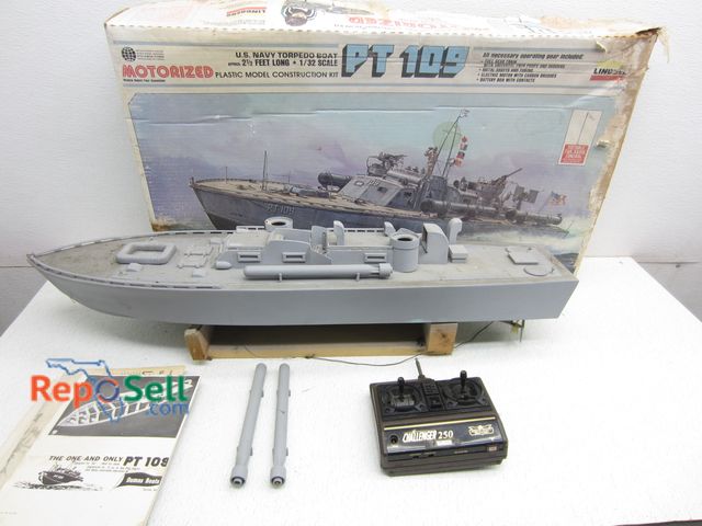 Lot 31-6190 - Vintage RC Lindberg PT 109 Navy Torpedo Boat With Remote Control And Extra Hull - Check For Complete...