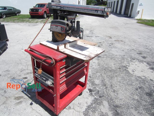 Lot 31-9295 - Craftsman Radial Arm Saw On Toolbox With (5) Drawers, Rolling Wheels And (3) Extra Blades - Tested A...