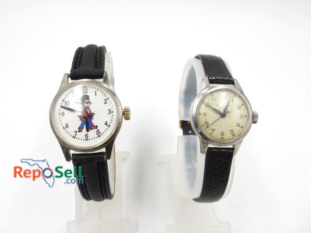 Lot 31-9028 - Rare Creepy Mickey Wind up Watch and Rare Racine Wind up Watch - Both Working