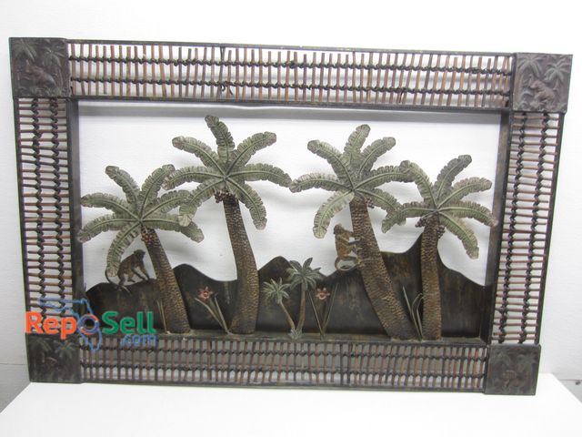 Lot 31-9373 - Large Bamboo And Metal 3D Wall Decor 45"x29"