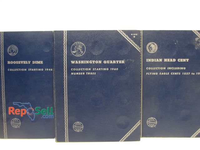 Lot 31-9037 - (3) Coin Booklets: (19) Indian Head Pennies, (22) Washington Quarters, (14) Roosevelt Dimes