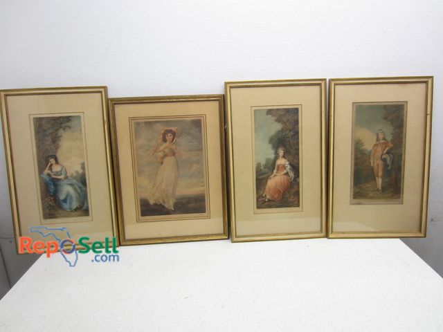 Lot 31-6380 - (4) Vintage Framed Mezzotint Signed Art - 22"H