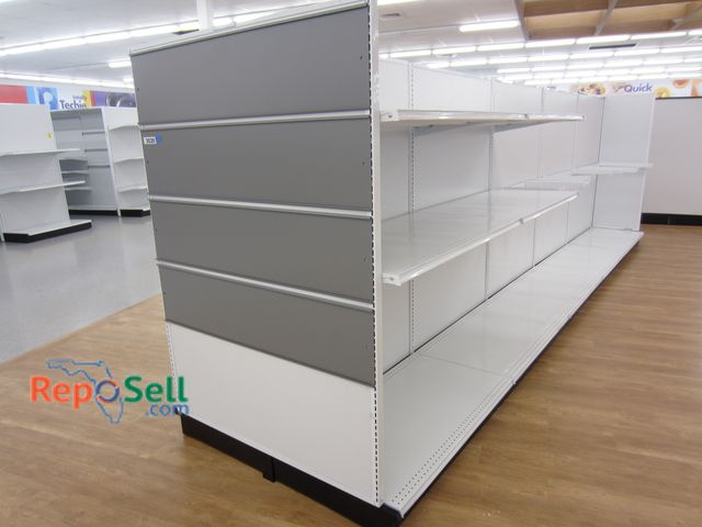 Lot 31-3026 - (1) Retail Shelving, Double Sided. 20' long. Height 74" - Buyer Must Disassemble &amp; Remove.