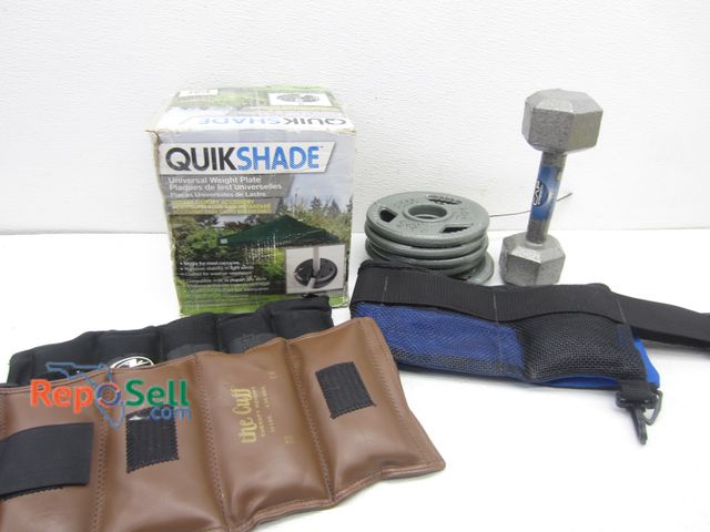 Lot 31-2321 - Weights Lot: Quick Shade Universal Weight Plate &amp; Assorted Weights: 6- 2.5LBS Barbell Plates, 1 ...