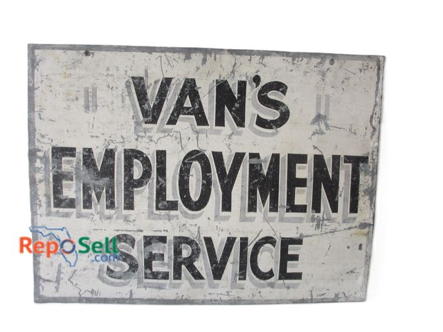 Lot 31-1051 - Vintage Vans Employment Service Metal Sign 24" x 18"