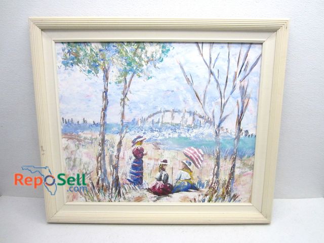 Lot 31-6352 - Framed Ladies On Beach Painting 29"x25"